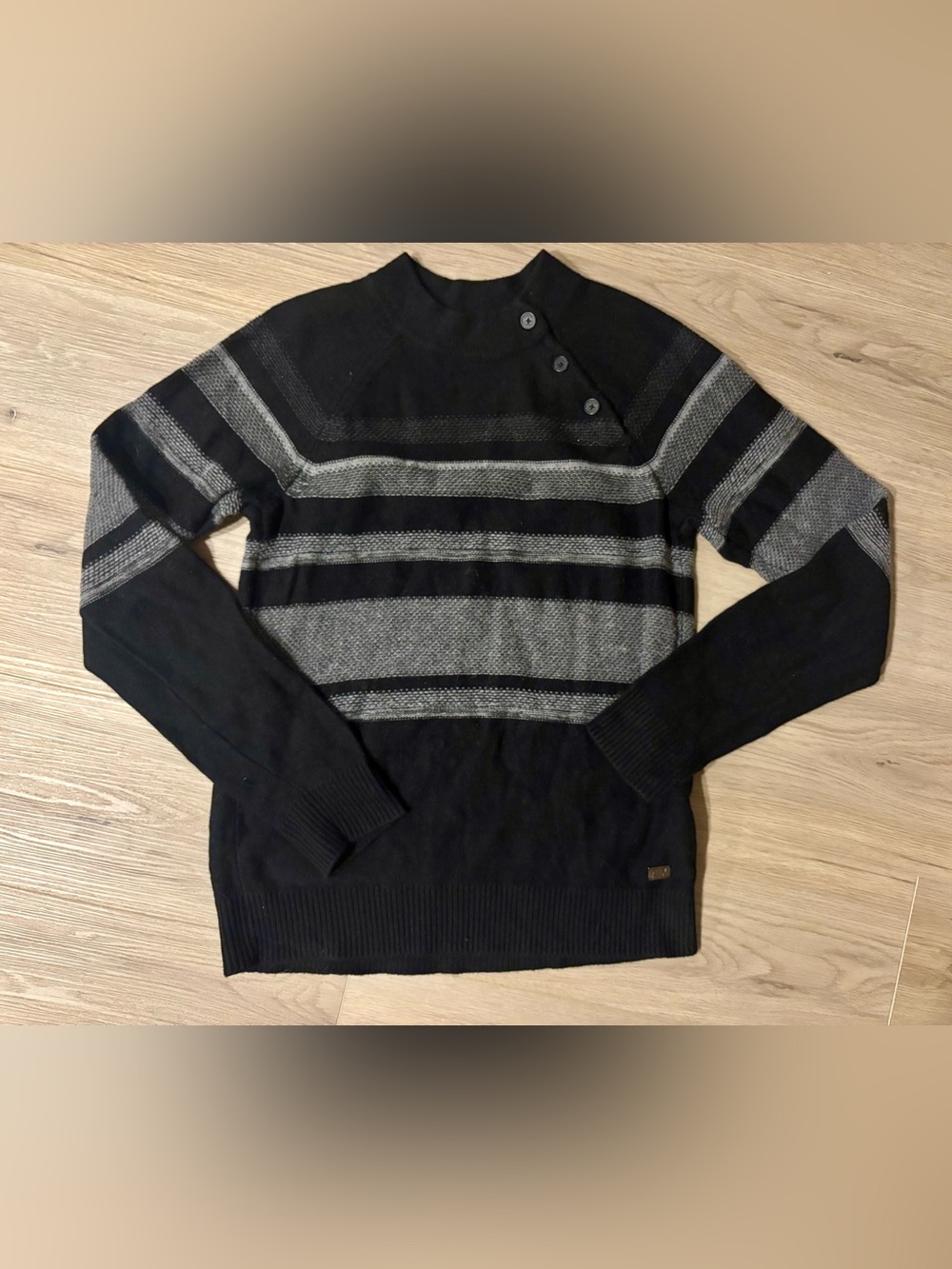 Vintage Armani Exchange Sweater Merino Wool Blend Crewneck Button Shoulder